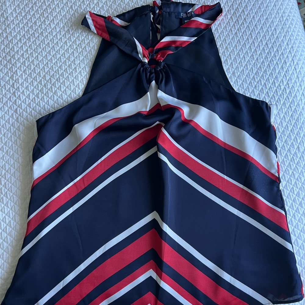 Chaps Women's Halter Top - Navy, Red, and White
